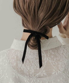 SMELLY ベロアリボンポニー スメリー ヘアアクセサリー ヘアゴム ブラック