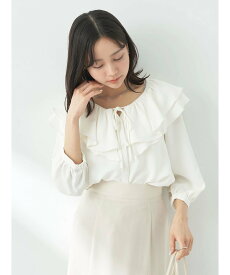 earth music&ecology メローラッフルブラウス レディース/長袖/夏/24SS アースミュージック&エコロジー トップス シャツ・ブラウス ホワイト ブラック ブルー【送料無料】