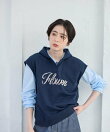 ロゴ刺繍フード付きベスト