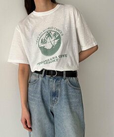 【SALE／10%OFF】El mar El mar(エルマール)"NEXT TO WORLD"半袖Tシャツ キャナルジーン トップス カットソー・Tシャツ ホワイト ブルー【送料無料】