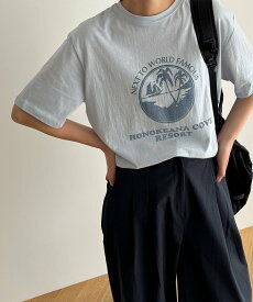 El mar El mar(エルマール)"NEXT TO WORLD"半袖Tシャツ キャナルジーン トップス カットソー・Tシャツ ホワイト ブルー【送料無料】