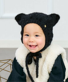 apres les cours ねこ耳ニットボンネット エフオーオンラインストア 帽子 その他の帽子 ホワイト ブラック