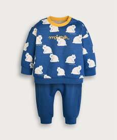 【SALE／20%OFF】moimoln 【ルームウェア】ビッグベア長袖トップス&無地パンツ モイモルン インナー・ルームウェア その他のインナー・ルームウェア ネイビー