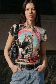 Desigual 猫柄のTシャツ デシグアル トップス カットソー・Tシャツ【送料無料】
