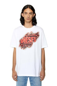 【SALE／40%OFF】DIESEL メンズ Tシャツ スクラッチ ロゴ ディーゼル トップス カットソー・Tシャツ ホワイト ブラック【送料無料】
