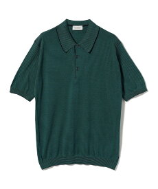 【SALE／40%OFF】BEAMS F JOHN SMEDLEY / KYSON コットン ボーダー ニットポロシャツ ビームス アウトレット トップス ポロシャツ ネイビー ブラック【送料無料】