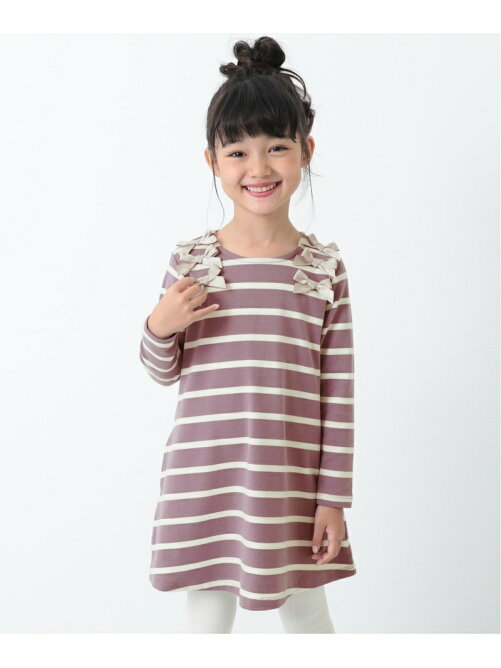 Devirock 肩リボン長袖ワンピース 長袖 長そで ボーダー 無地デビロック 子供服 キッズ Rakuten Fashion 楽天 ファッション 旧楽天ブランドアベニュー Bk2968