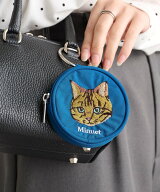 【SALE／33%OFF】SETUP7 SETUP7/アニマル 刺繍 丸 ポーチ 猫 犬 カラビナリング付 セットアップセブン 財…