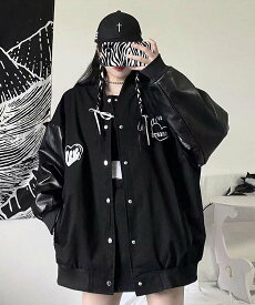 DEVICE select オーバーサイズ ハートロゴ ルーズ スタジャン アウター メンズ レディース デバイス ジャケット・アウター スタジャン・スカジャン ブラック【送料無料】