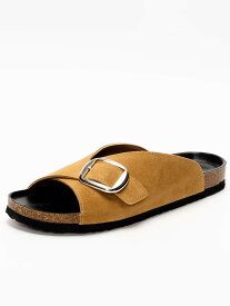 【SALE／18%OFF】SVEC ビッグバックル フラットサンダル シュベック シューズ・靴 サンダル ブラック ベージュ