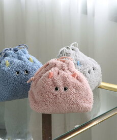 colleca la ふわふわモンスター巾着 コレカラ 財布・ポーチ・ケース ポーチ ピンク ブルー
