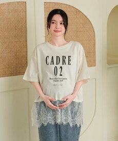【SALE／30%OFF】LEPSIM 【産前・産後対応】マタニティ/裾レースプリントTSS レプシィム マタニティウェア・ベビー用品 マタニティトップス ブラウン ホワイト グレー