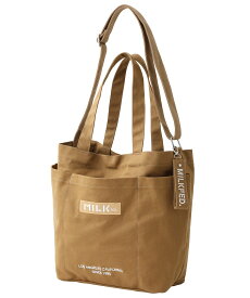 MILKFED. BAR AND UNDER LOGO BIG CANVAS BAG MILKFED. ミルクフェド バッグ トートバッグ ホワイト ブラック ベージュ ピンク パープル ネイビー レッド【送料無料】