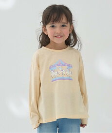 Lycee mine 【ソフトコットン】選べる4柄8色展開アソートプリントAラインTシャツ ナルミヤオンライン トップス カットソー・Tシャツ ホワイト ネイビー ピンク パープル ブルー