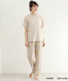 【SALE／30%OFF】SHOO・LA・RUE 【GUNZE】寝返りのしやすさを考えたルームウェア(半袖長パンツ) シューラルー インナー・ルームウェア パジャマ ホワイト グリーン ブラウン ピンク