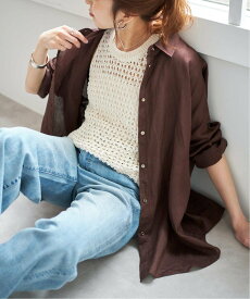 Spick & Span 《追加3》80リネンカシュクールビッグシャツ スピックアンドスパン トップス シャツ・ブラウス ブルー ネイビー ホワイト ブラウン ベージュ【送料無料】