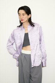 SLY 【THROW】WRINKLE SATIN シャツ スライ トップス シャツ・ブラウス パープル ホワイト【送料無料】