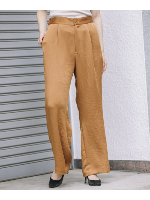 Munich ポリエステルへビーサテンワイドパンツ Rakuten Fashion 楽天ファッション 旧楽天ブランドアベニュー Bm0974