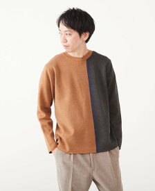 【SALE／50%OFF】MEN'S MELROSE パネルジャガードクルーネックセーター メンズメルローズ トップス ニット ネイビー ブラック ブラウン【送料無料】