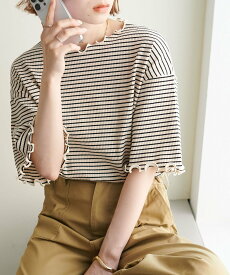 【SALE／37%OFF】Discoat 【二の腕カバーにも◎】リブメローフレア5分袖≪WEB限定≫ ディスコート トップス カットソー・Tシャツ ホワイト グリーン グレー ブラック カーキグリーン ブラウン オレンジ ピンク ネイビー ブルー