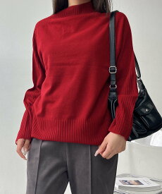 【SALE／48%OFF】AS KNOW AS plus ♪『柔らか素材』『伸縮素材』エポーレットショルダー もちもちニットプルオーバー アズノゥアズプラス トップス ニット ブラウン レッド ブルー ブラック