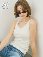 coca 【カップ付き】OUT BRA レースタンクトップ コカ トップス ノースリーブ・タンクトップ カーキグリ…
