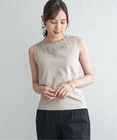 【SALE／20%OFF】ikka 【接触冷感/UVカット】コットン前後レースタンクトップ イッカ トップス キャミソール ホワイト ベージュ ブラック