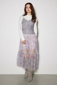 rienda チュールドッキングビスチェパターンワンピース リエンダ ワンピース・ドレス ワンピース レッド ホワイト ブラック【送料無料】