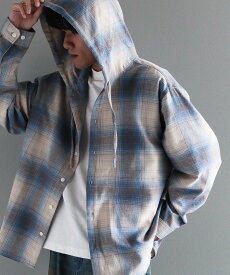 CRAFT STANDARD BOUTIQUE チェックフードシャツ クラフトスタンダードブティック トップス シャツ・ブラウス ネイビー グリーン ブラウン ブラック ブルー【送料無料】