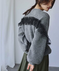 【SALE／12%OFF】ELFRANK チュールフリルリボン ニット プルオーバー ガール トップス ニット【送料無料】