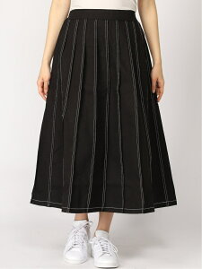 PUNYUS (W)ステッチプリーツロングスカート プニュズ スカート ロングスカート ブラック【送料無料】
