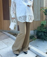 【SALE／28%OFF】MYMOOD. 【マタニティ】セルフカットリブストレートパンツ 楽々パンツ ウエストゴムパン…