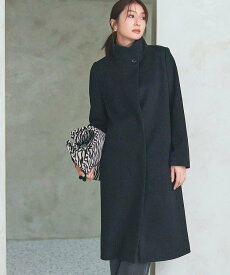 INDIVI 【名品コート/日本製】ウール100%スタンドカラーロングコート インディヴィ ジャケット・アウター その他のジャケット・アウター ホワイト ブラック グレー ブラウン【送料無料】