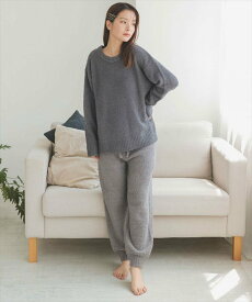 【SALE／25%OFF】Donoban もこもこルームウェアロングパンツSET ドノバン インナー・ルームウェア パジャマ ベージュ ネイビー グレー ホワイト ブラウン ブラック グリーン ピンク ワインレッド【送料無料】