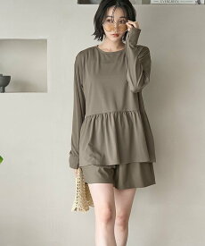 【SALE／40%OFF】coen 【UVカット率90%以上/2点セット/WEB限定/体型カバー】ペプラムラッシュガード+ショートパンツ スイムウエア(インフルエンサー紹介アイテム) コーエン 水着・スイムグッズ ラッシュガード オレンジ ベージュ【送料無料】
