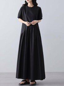 Doux Belle フレアリラックスワンピース フレア ロング ドゥー・ベル ワンピース・ドレス チュニック ブラック カーキグリーン【送料無料】