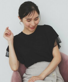 【SALE／60%OFF】index ダブルフレアスリーブニット【洗濯機洗い可/抗ピル/UVケア】 インデックス トップス ニット パープル ピンク ブラック