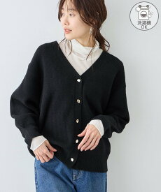 【SALE／40%OFF】ROPE' PICNIC 【新色追加】スフレニットシリーズ 変形メタルボタンミドル丈カーディガン/イージーケア・リンクコーデ ロペピクニック トップス カーディガン レッド ブルー パープル ベージュ ブラック ホワイト ピンク