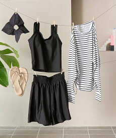 【SALE／50%OFF】coen 【UVカット率90%以上/4点セット/WEB限定/体型カバー】シュシュ付きアソートスイムウエア(インフルエンサー紹介アイテム) コーエン 水着・スイムグッズ 水着 ベージュ ブラック オレンジ【送料無料】