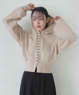 LIAN ボタンデザインフーディニット リアン トップス ニット カーキグリーン ベージュ グレー ブラウン【…