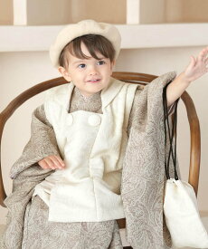 utatane utatane 七五三 着物 3歳 男の子 被布セット オフホワイト*ベージュ ウタタネ 着物・浴衣・和装小物 着物 ホワイト【送料無料】