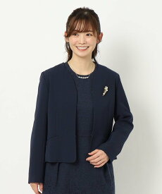 LAURA ASHLEY 【セレモニー】ノーカラージャケット ローラ アシュレイ ジャケット・アウター ノーカラージャケット ブルー【送料無料】