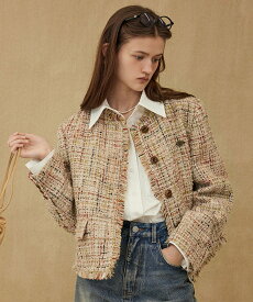 Fano Studios ウールミックス ツイードジャケット FC24W074 Fano Studios チュクラ ジャケット・アウター ノーカラージャケット ブラウン【送料無料】