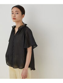【SALE／30%OFF】ADAM ET ROPE' フリルカラーシアーブラウス アダムエロペ シャツ/ブラウス シャツ/ブラウスその他 ブラック ホワイト グリーン ピンク【送料無料】