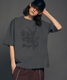 MAISON SPECIAL Flower Frocky Print Print Prime-Over Pigment Crew Neck T-Shirt メゾンスペシャル トップス カットソー・Tシャツ ブラック【送料無料】
