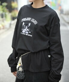 【SALE／20%OFF】HOOK HOOK -original- ふわふわ猫刺繍ロンTEE アイモハ トップス カットソー・Tシャツ ホワイト ブラック【送料無料】