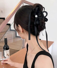【SALE／50%OFF】miniministore リボン バンスクリップ 上品ヘアクリップ ミニミニストア ヘアアクセサリー バレッタ・ヘアクリップ・ヘアピン ベージュ ブラック