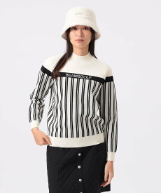 BEAMS GOLF ORANGE LABEL OR.STRIPE_K.PO/W ビームス ゴルフ トップス ニット ホワイト ブラウン【送料無料】