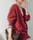 ヘアリーラメVネックカーディガン