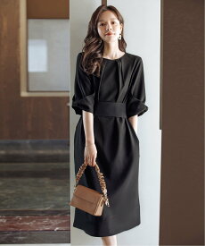 【SALE／60%OFF】DRESS+ コクーンワンピースドレス ドレスプラス ワンピース・ドレス ドレス ベージュ ブラウン グレー ネイビー ブラック【送料無料】